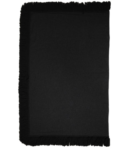 Black Wool Knitted Fringed Warmer Shawl Scarf