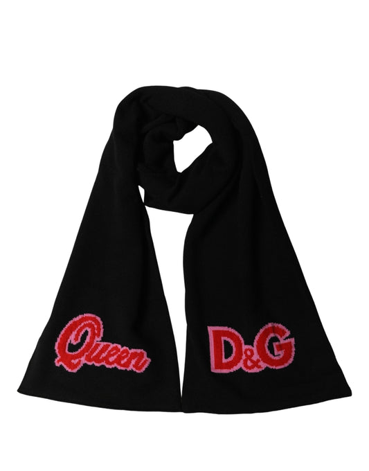 Black D&G Queen Cashmere Knitted Shawl Scarf