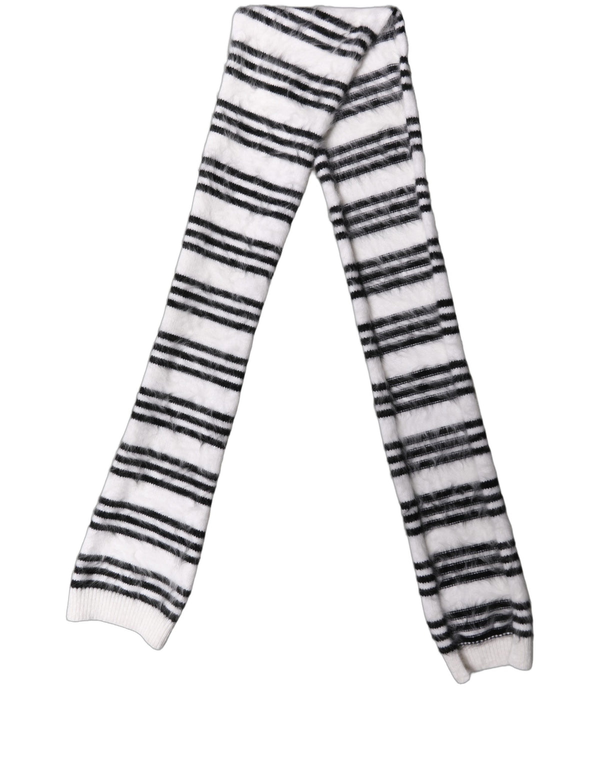 White Black Striped Skinny Neck Warmer Scarf