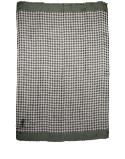Green White Napoli Silk Gingham Shawl Scarf