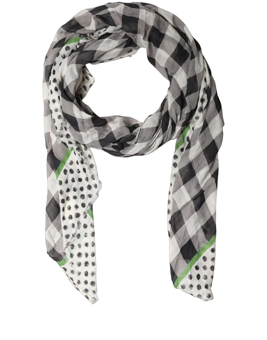 Black White Napoli Modal Check Shawl Scarf