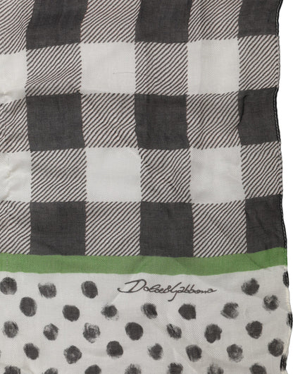 Black White Napoli Modal Check Shawl Scarf