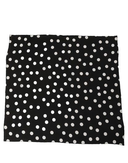 Black White Polka Dot Square Foulard Scarf