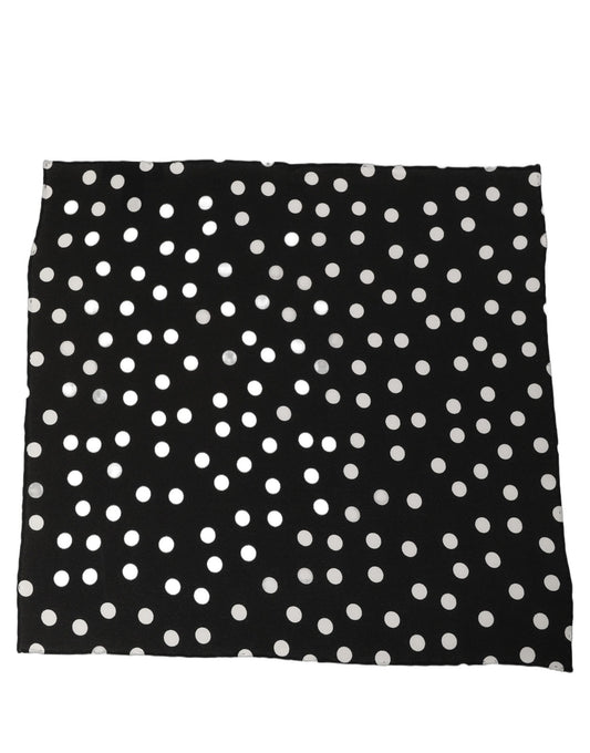 Black White Polka Dot Square Foulard Scarf