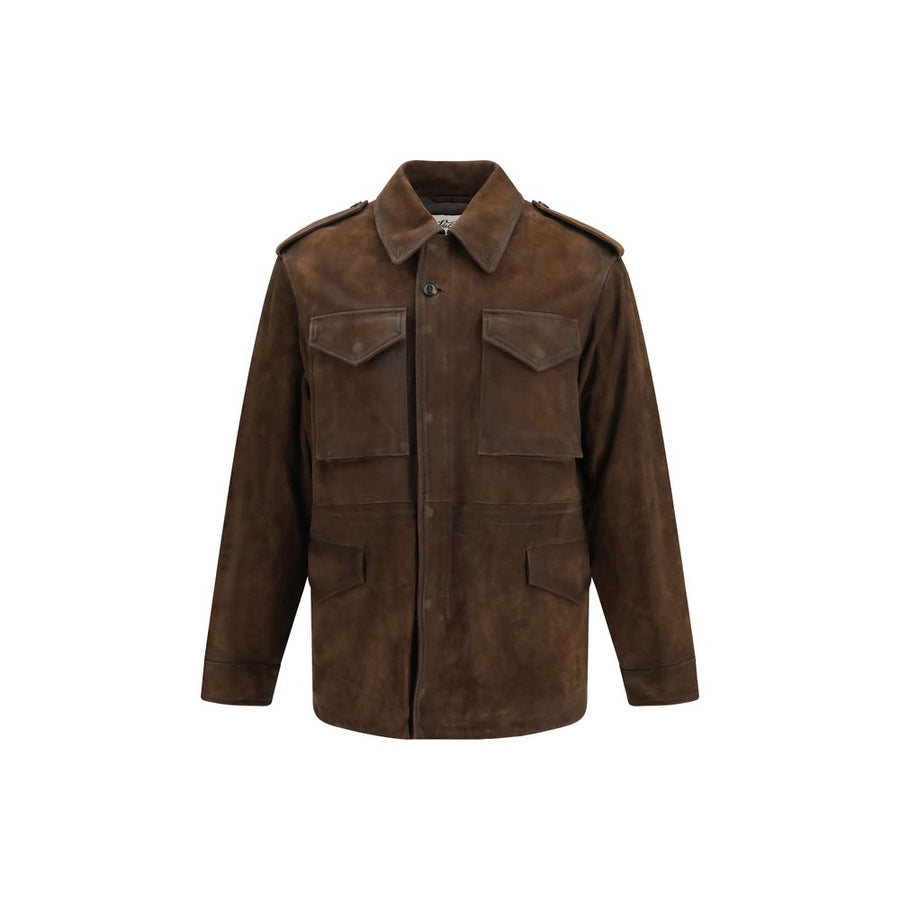 Brown Polyester Full-Length Jacket