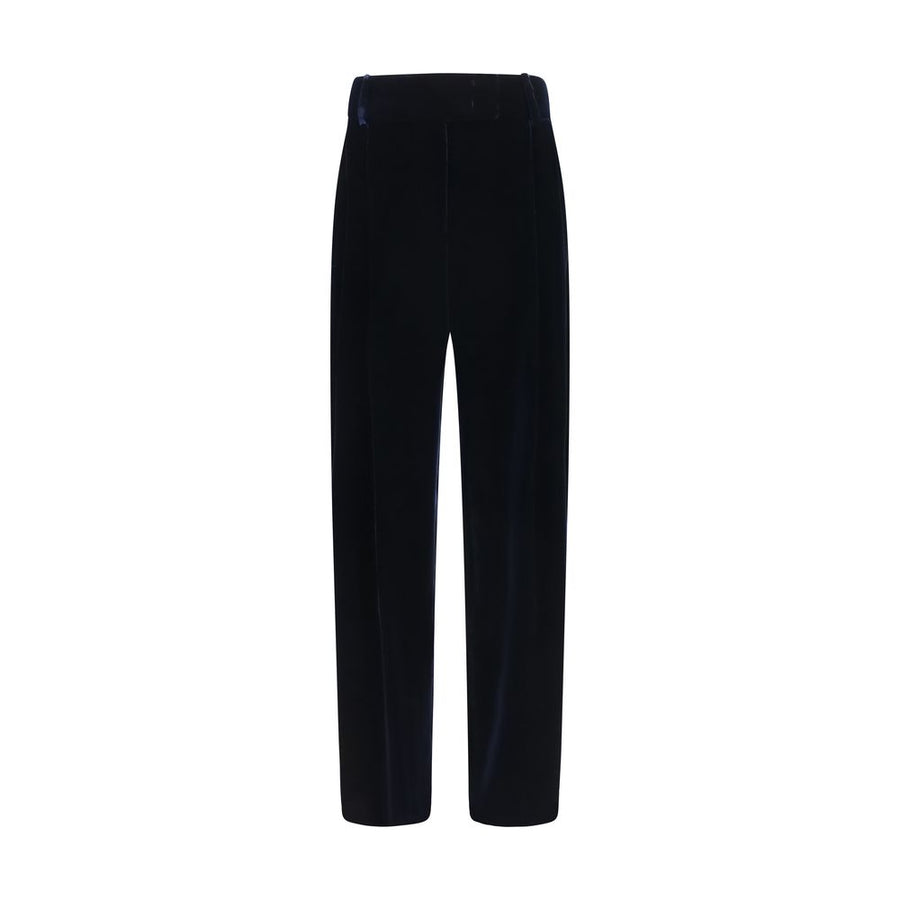 Blue Viscose Casual Pants