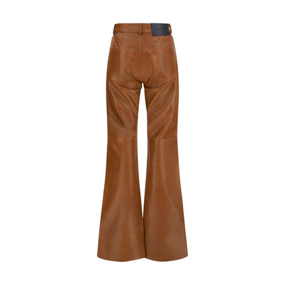 Brown Lambskin Flared Pants