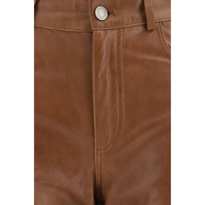 Brown Lambskin Flared Pants
