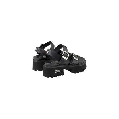 Black Leather Platform Sandals