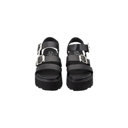 Black Leather Platform Sandals