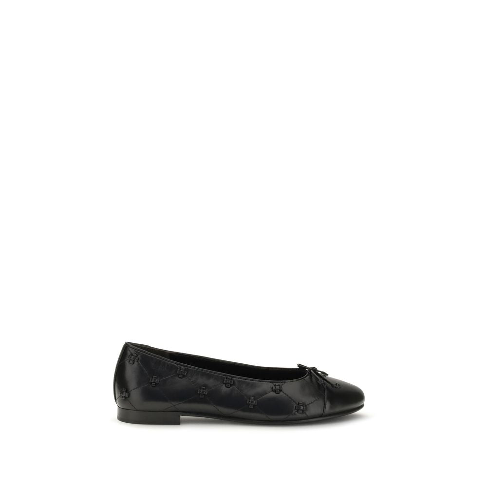 Black Calf Leather Bos Taurus Ballet Flats