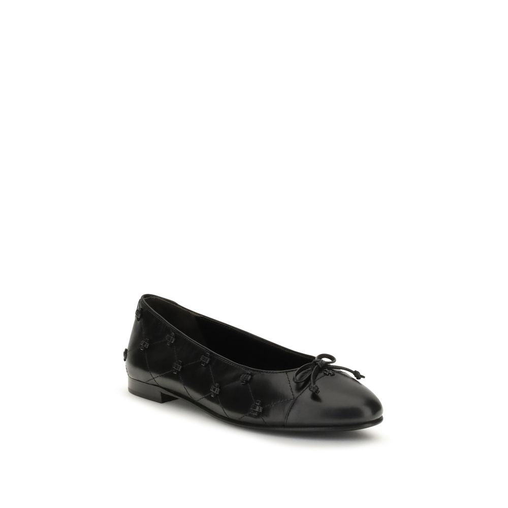 Black Calf Leather Bos Taurus Ballet Flats