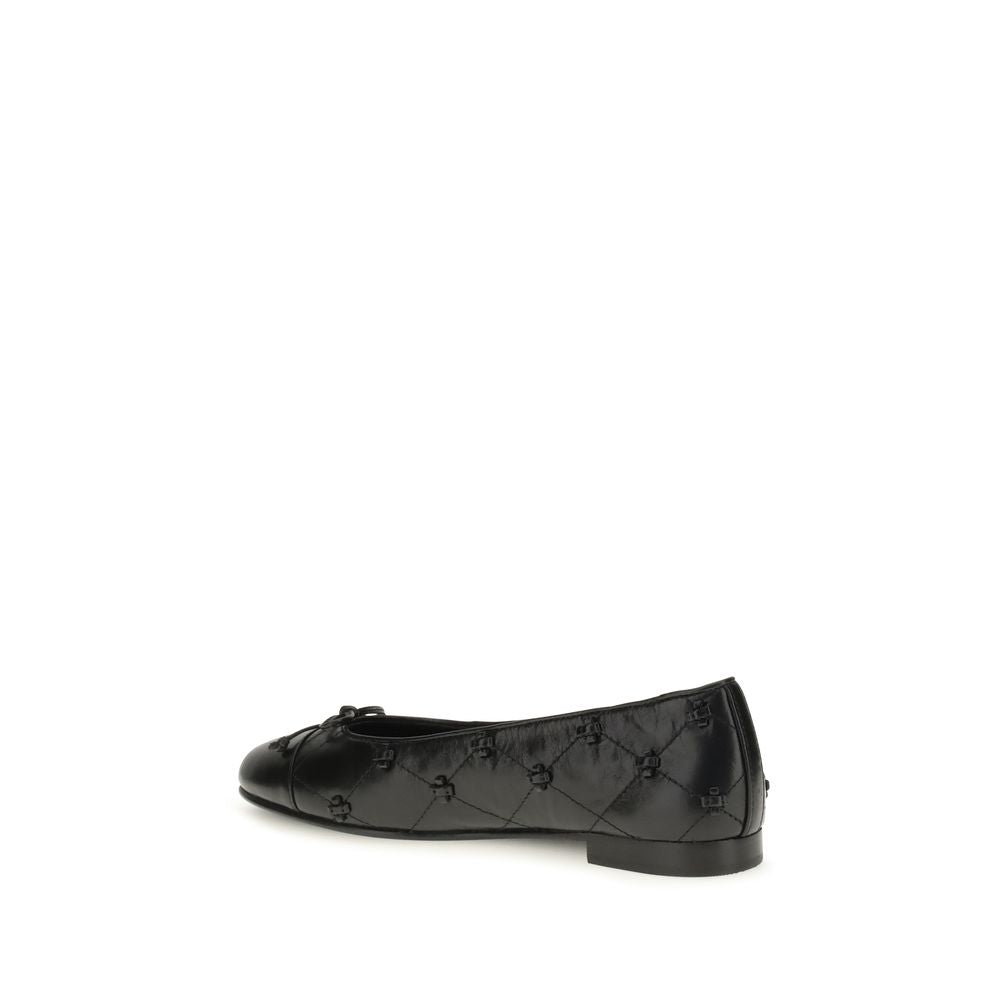 Black Calf Leather Bos Taurus Ballet Flats