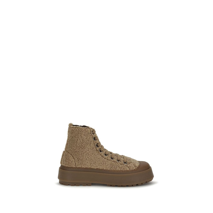 Brown Polyester Athletic Sneakers