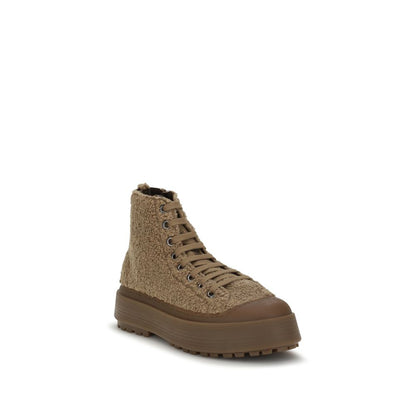 Brown Polyester Athletic Sneakers
