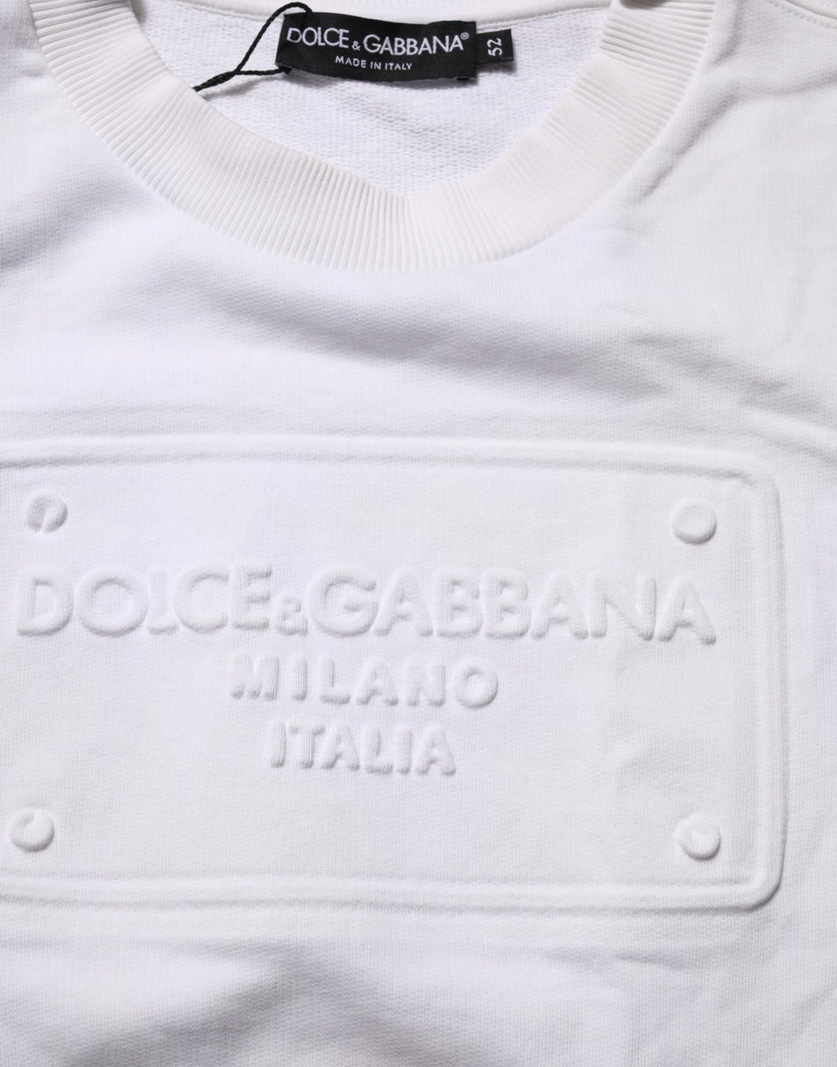 White Logo Embossed Cotton Sweatshirt Sweater