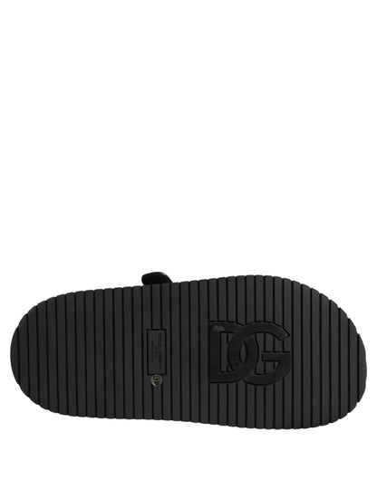 Black DG Logo Sandals Flats Slippers Shoes