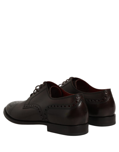 Maroon Calfskin Leather Derby Men Dress Shoes