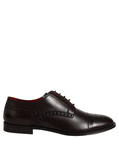 Maroon Calfskin Leather Derby Men Dress Shoes