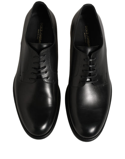 Black Calfskin Leather Derby Men Dress Shoes