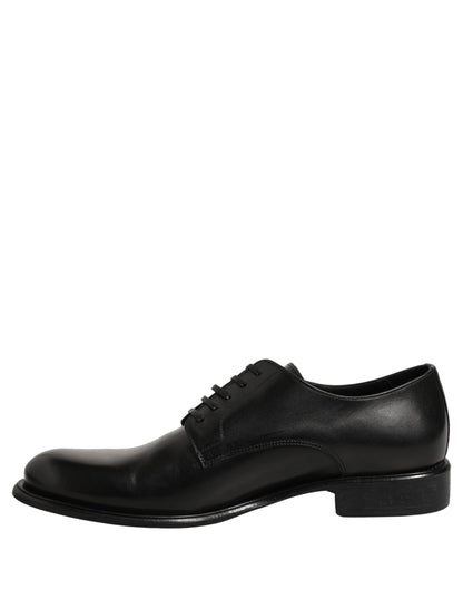 Black Calfskin Leather Derby Men Dress Shoes