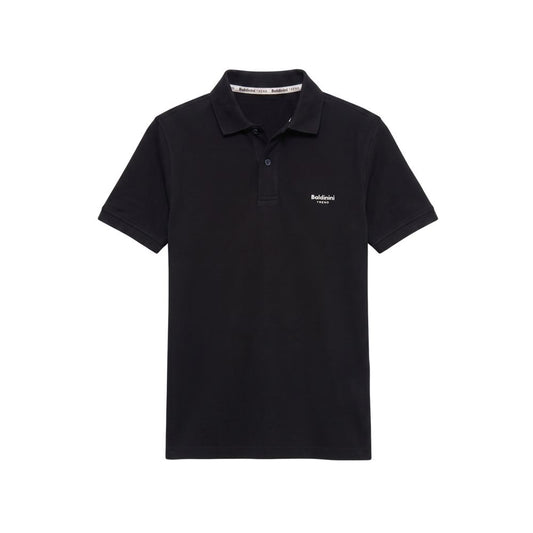 Black Cotton Men Polo