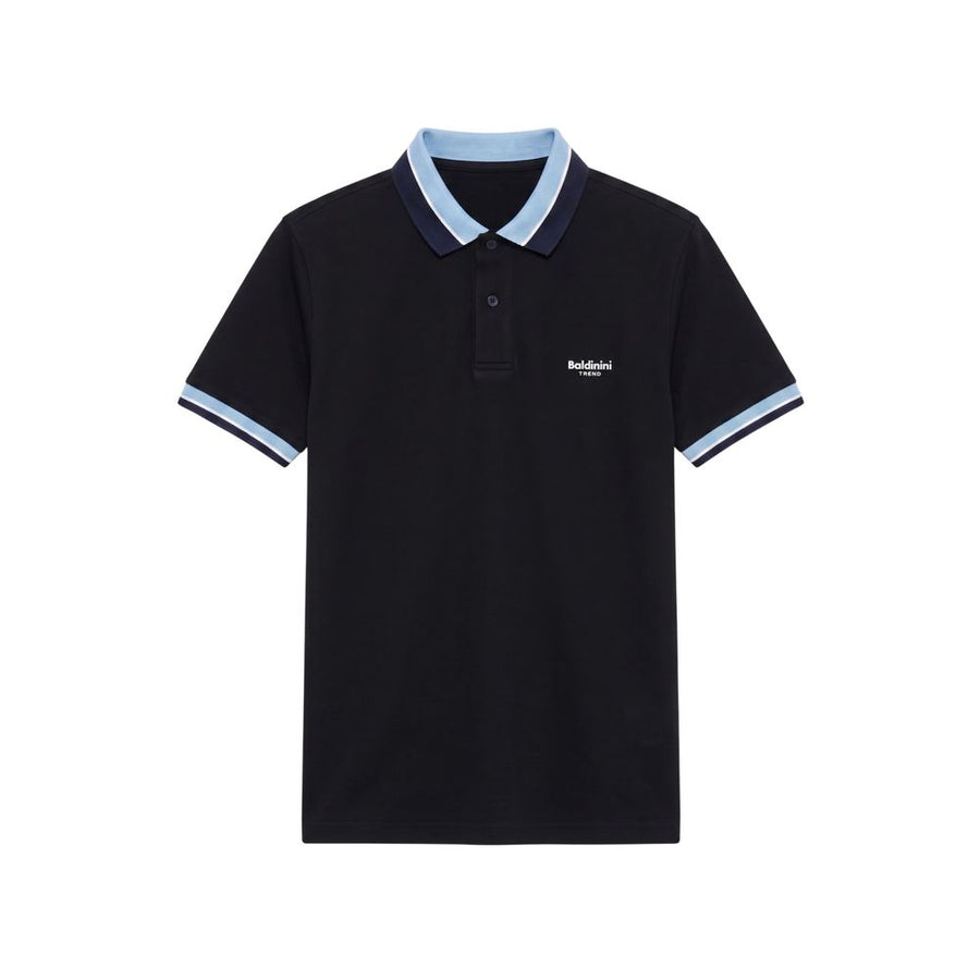 Blue Cotton Men Polo-Shirt