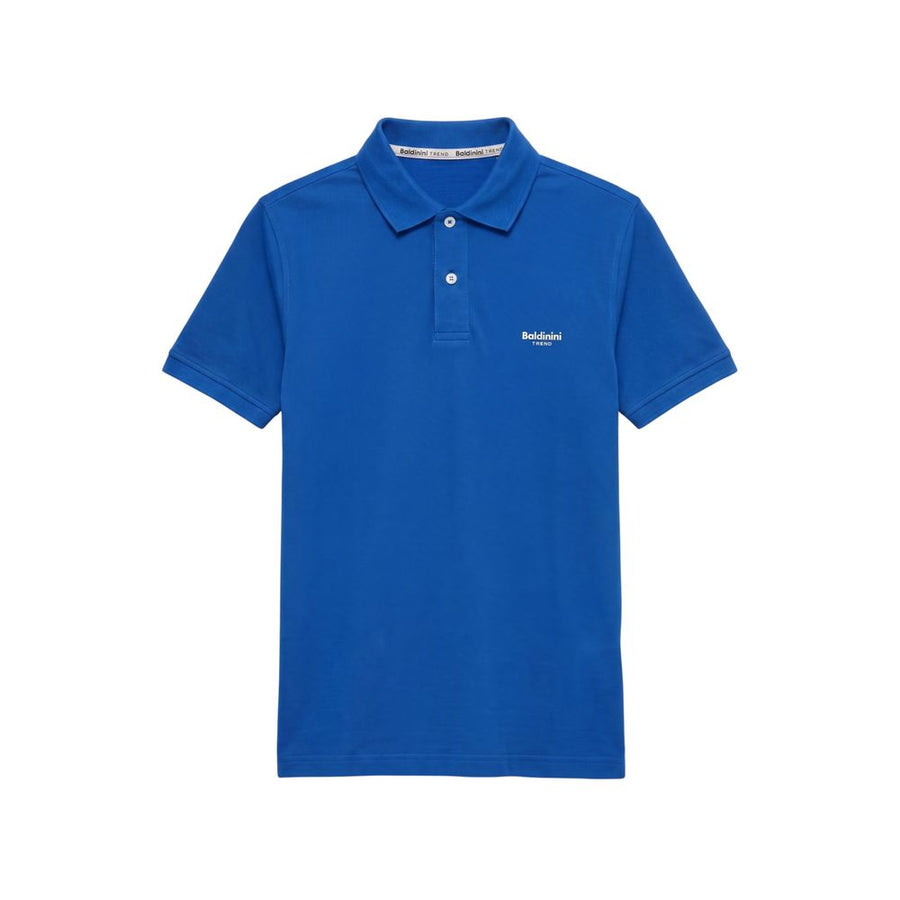 Blue Cotton Men Polo-Shirt