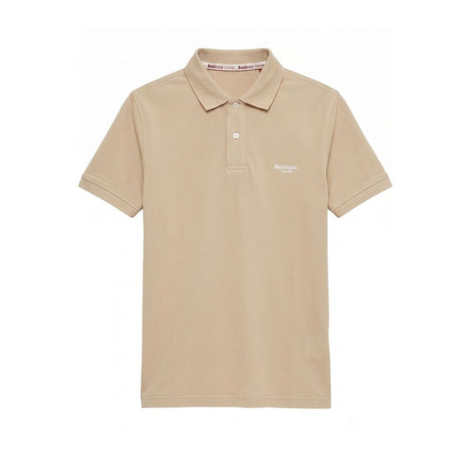 Beige Cotton Men Polo-Shirt