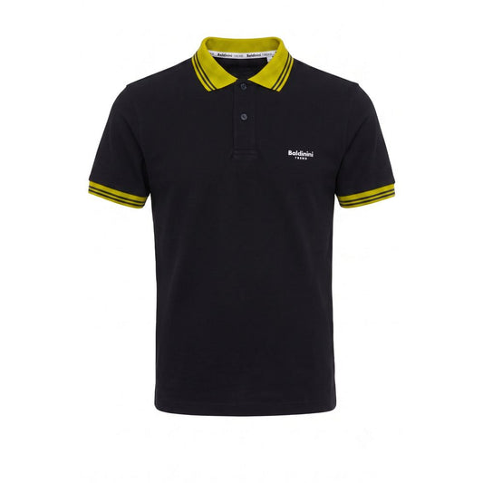 Blue Cotton Men Polo Shirt