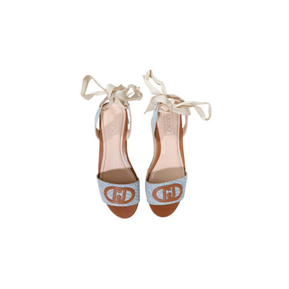 Light Blue Polyester Wedge Sandals