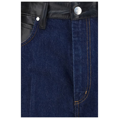 Blue Recycled Cotton Straight-Leg Jeans