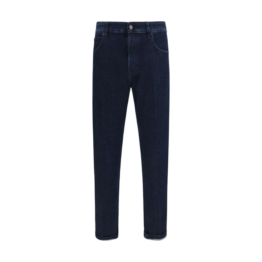 Blue Cotton Tapered Jeans