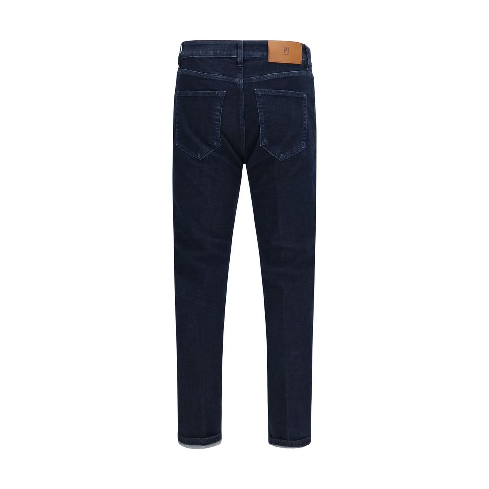 Blue Cotton Tapered Jeans