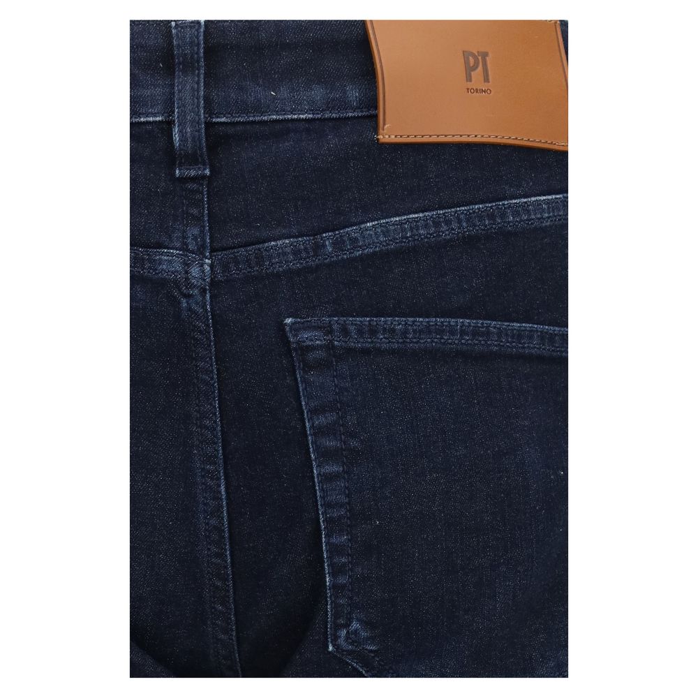 Blue Cotton Tapered Jeans