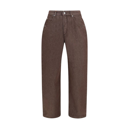 Brown Polyester Straight-Leg Jeans