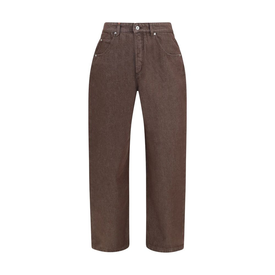 Brown Polyester Straight-Leg Jeans