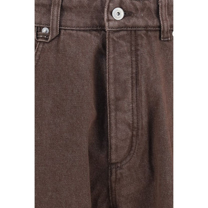 Brown Polyester Straight-Leg Jeans