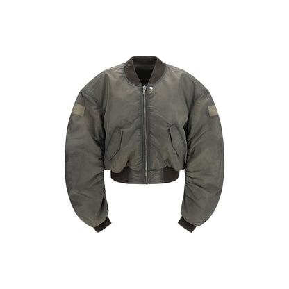 Gray Nylon Bomber