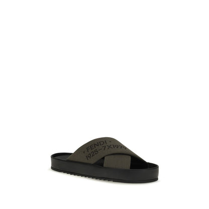 Bicolor Polyester Flat Sandals