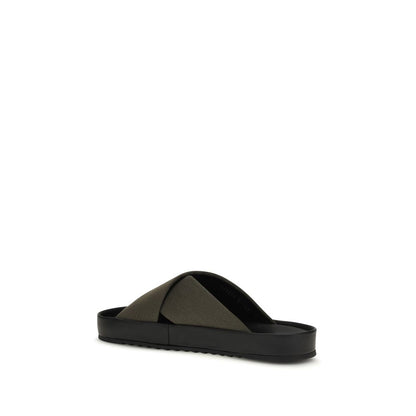 Bicolor Polyester Flat Sandals