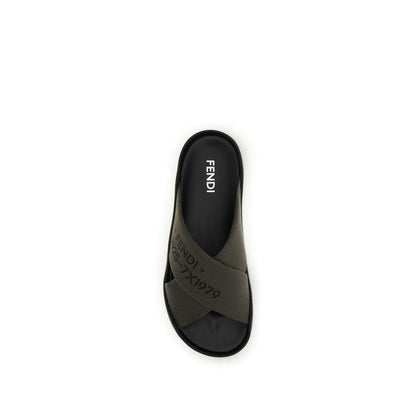 Bicolor Polyester Flat Sandals
