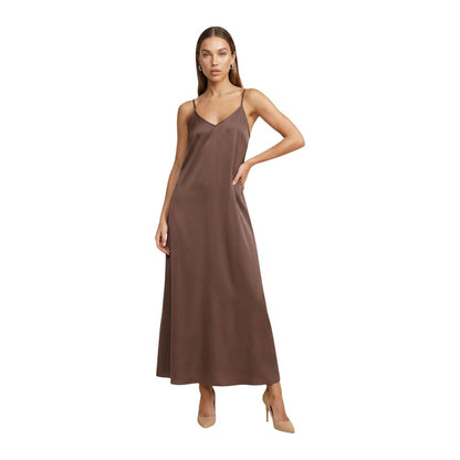 Brown Viscose Long Dress