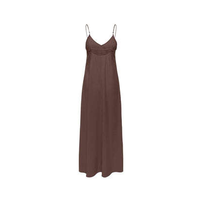 Brown Viscose Long Dress