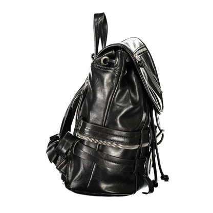 Black Polyurethane Womens Backpack
