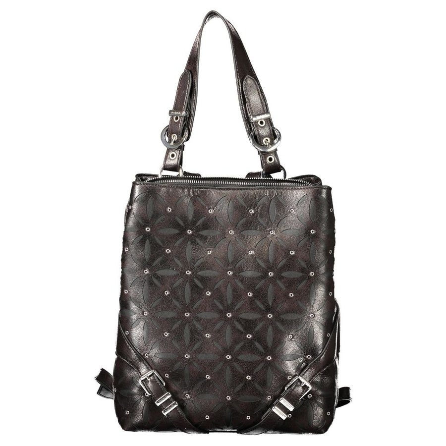 Black Polyurethane Women's Backpack