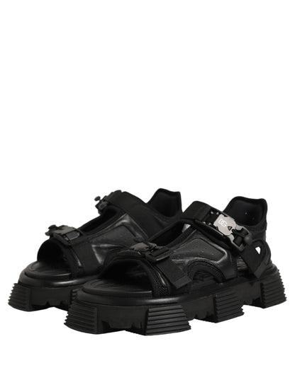 Black Logo Detailed Men Chunky Sandals Shoes
