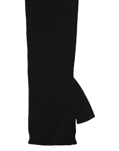 Black Wool Knitted Long Fingerless Gloves