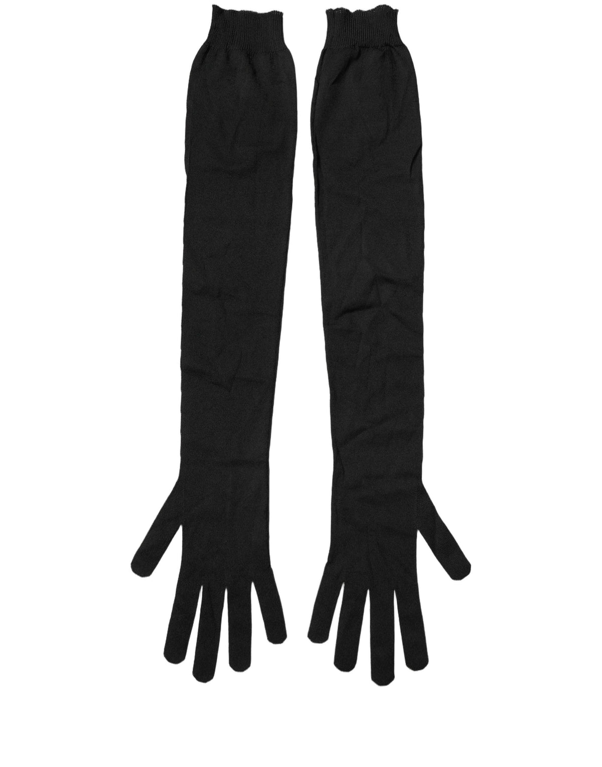 Black Polyester Long Elbow Length Gloves