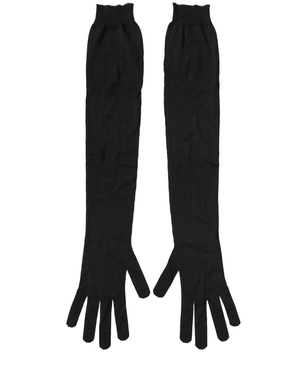 Black Polyester Long Elbow Length Gloves